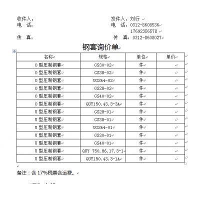 求購壓制鋼套